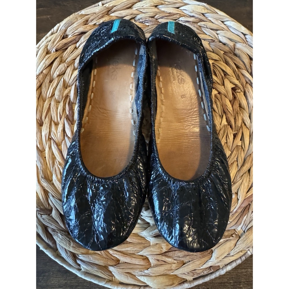 Tieks By Gavrieli Obsidian Black Patent Leather Ballet Flats Women Size 8